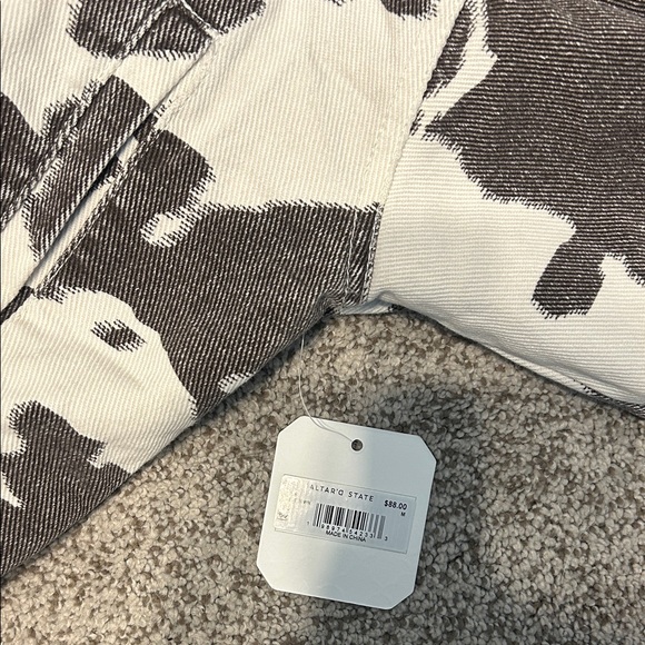 Altar'd State Black and Cream Cow Print Cropped Jacket - Picture 3 of 3